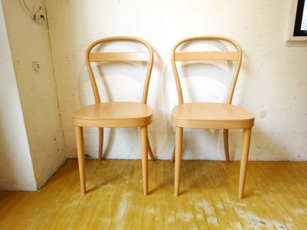 無印良品 MUJI トーネット THONET No.13 ブナ材曲げ木チェア ダイニングチェア 板座 2脚セット A ★