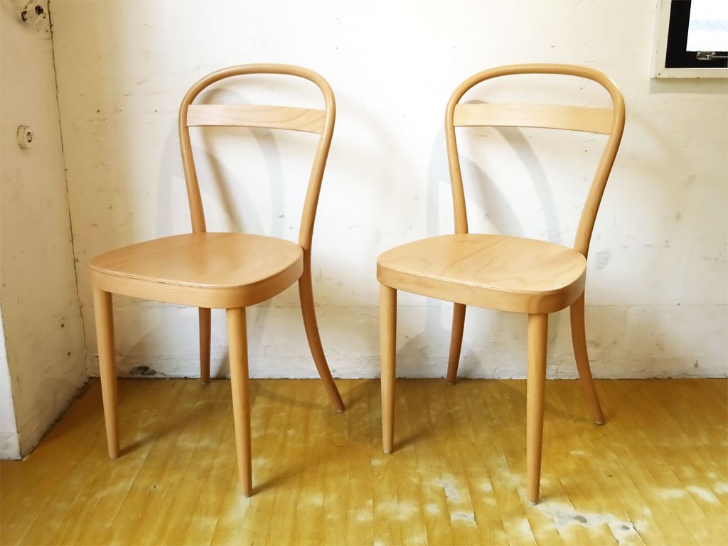 無印良品 MUJI トーネット THONET No.13 ブナ材曲げ木チェア ダイニングチェア 板座 2脚セット B ★