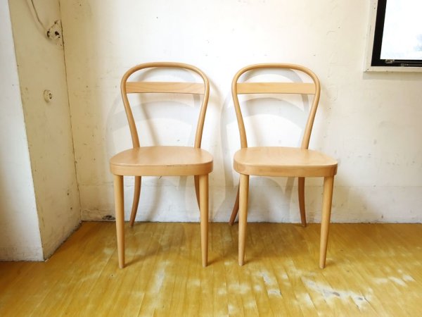 無印良品 MUJI トーネット THONET No.13 ブナ材曲げ木チェア ダイニングチェア 板座 2脚セット B ★