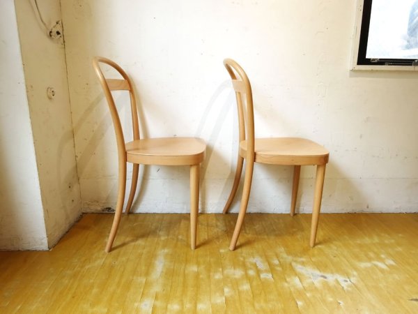 無印良品 MUJI トーネット THONET No.13 ブナ材曲げ木チェア ダイニングチェア 板座 2脚セット B ★