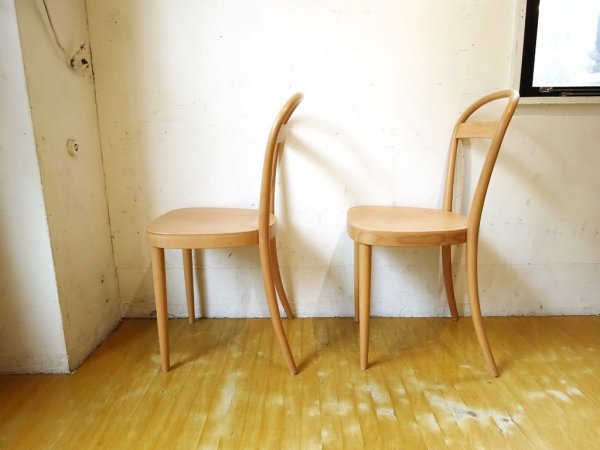 無印良品 MUJI トーネット THONET No.13 ブナ材曲げ木チェア ダイニングチェア 板座 2脚セット B ★