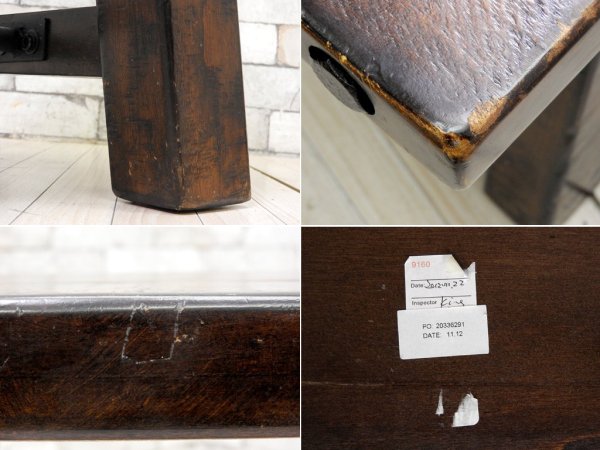 ポッタリーバーン Pottery Barn ダイニングベンチ Benchwright Dining Bench オーク材 インダストリアル アメリカ ●