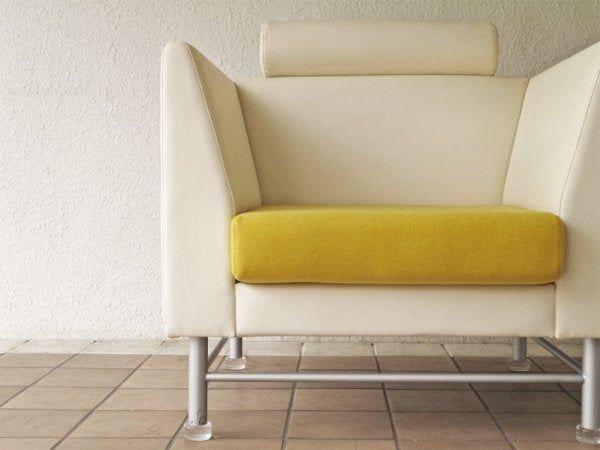 ノル Knoll イーストサイド ソファ Eastside Sofa 一人掛け エットーレ・ソットサス Ettore Sottsass マハラム生地 イエロー メンフィス・グループ ポストモダン ◇