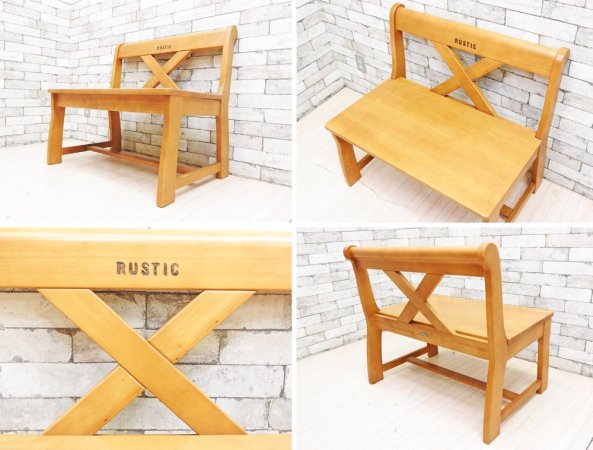 カリモク karimoku ルスティック RUSTIC 2人掛けダイニングチェア ベンチ カントリースタイル 廃番 参考価格：3.8万円 ●