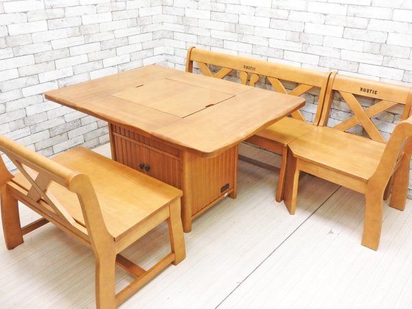 カリモク karimoku ルスティック RUSTIC 2人掛けダイニングチェア ベンチ カントリースタイル 廃番 参考価格：3.8万円 ●