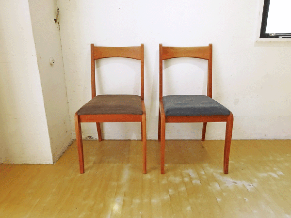 北欧デザイン Scandinavian design チェリー材 x ファブリック ダイニングチェア 2脚セット ★