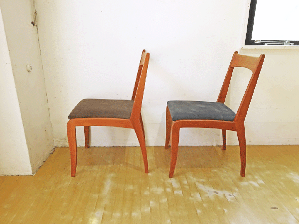 北欧デザイン Scandinavian design チェリー材 x ファブリック ダイニングチェア 2脚セット ★