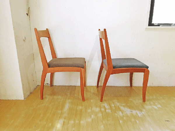 北欧デザイン Scandinavian design チェリー材 x ファブリック ダイニングチェア 2脚セット ★