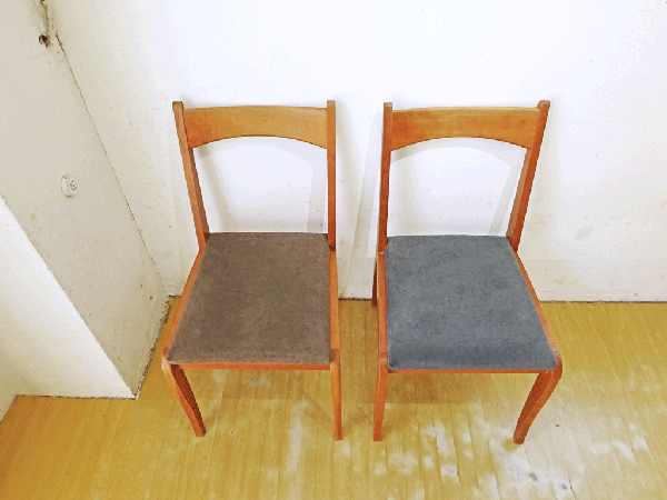 北欧デザイン Scandinavian design チェリー材 x ファブリック ダイニングチェア 2脚セット ★