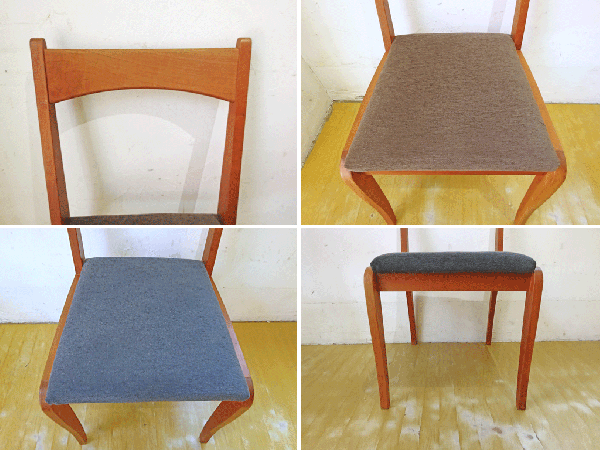 北欧デザイン Scandinavian design チェリー材 x ファブリック ダイニングチェア 2脚セット ★