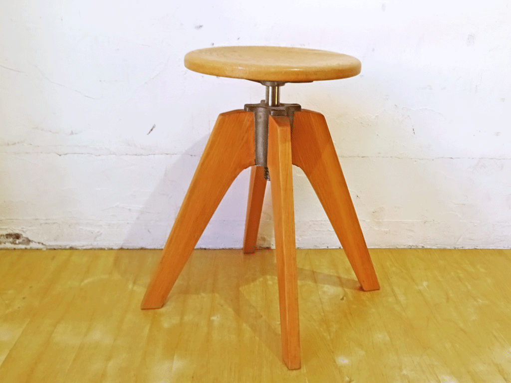 トラックファニチャー TRUCK FURNITURE ケーティー スツール KT STOOL ナラ無垢材 鋳鉄 高さ調節可 ★