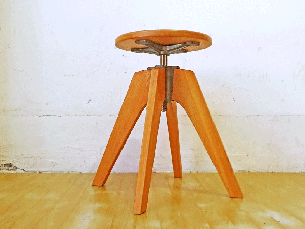 トラックファニチャー TRUCK FURNITURE ケーティー スツール KT STOOL ナラ無垢材 鋳鉄 高さ調節可 ★