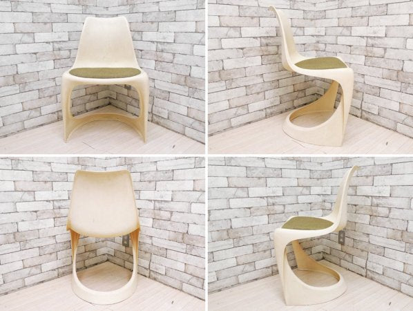 カド CADO サイドチェア Chair Model 290 FRP製 ホワイト カンチレバー チェアパッド付 スティーン・オステルゴー 1970s デンマーク 北欧ビンテージ ●