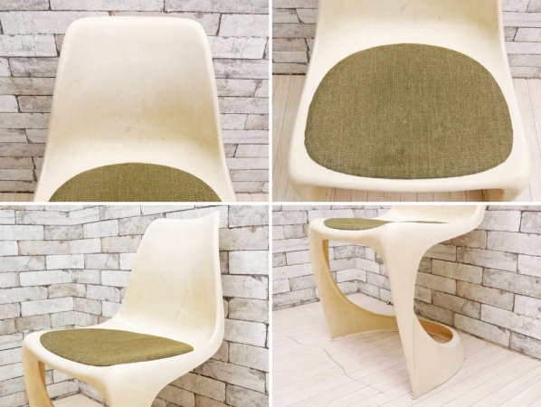 カド CADO サイドチェア Chair Model 290 FRP製 ホワイト カンチレバー チェアパッド付 スティーン・オステルゴー 1970s デンマーク 北欧ビンテージ ●