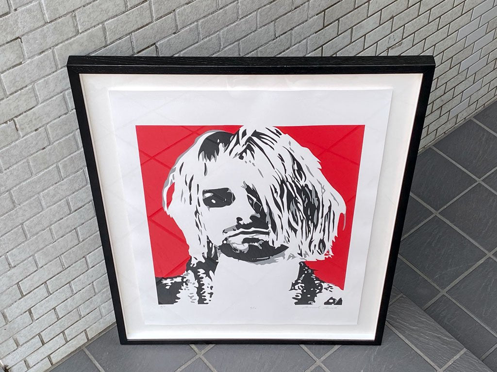 コンラッドリーチ CONRAD LEACH カート・コバーン Kurt Cobain ニルヴァーナ NIRVANA シルクスクリーン アートフレーム ポスター 額装 ポップアート ■