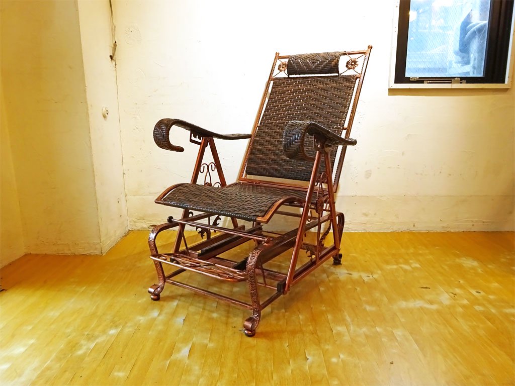 パティオ PVCウィッカー グライダーチェア フットレスト patio Resin Wicker Glider chair ブロンズ塗装 ★