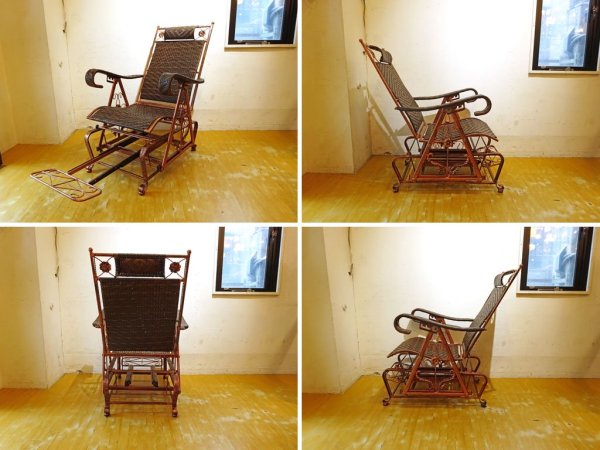 パティオ PVCウィッカー グライダーチェア フットレスト patio Resin Wicker Glider chair ブロンズ塗装 ★