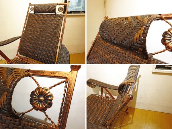 パティオ PVCウィッカー グライダーチェア フットレスト patio Resin Wicker Glider chair ブロンズ塗装 ★