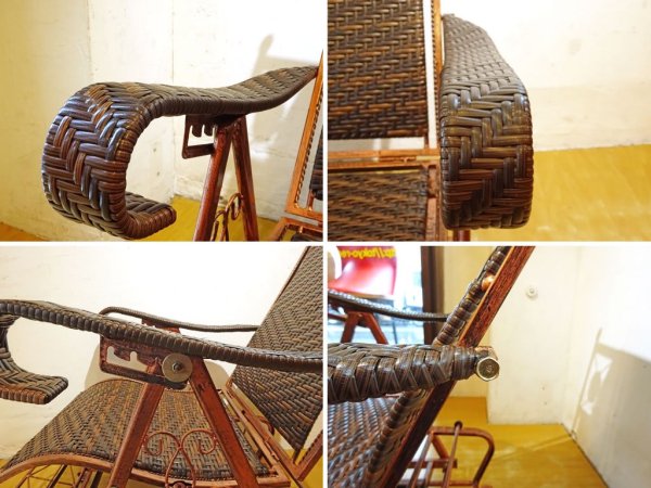 パティオ PVCウィッカー グライダーチェア フットレスト patio Resin Wicker Glider chair ブロンズ塗装 ★