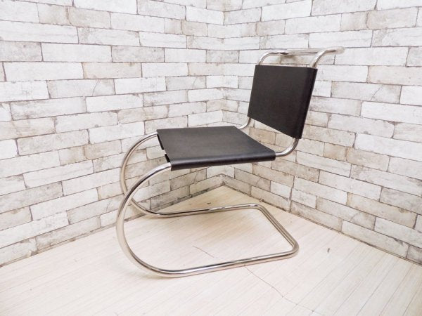 ノル Knoll ミース・ファン・デル・ローエ コレクション MRチェア MR10 サイドチェア スチールパイプ × 牛革 カンチレバー 定価:\195,800- ●