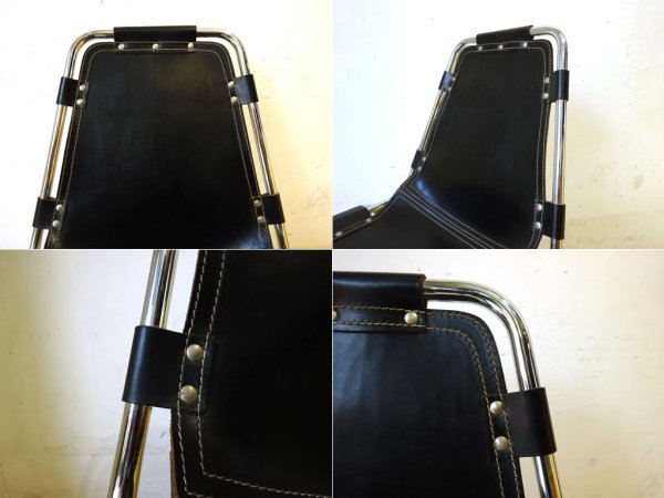 レザルクチェア Les Arcs Chair ダイニングチェア スタッキング ブラックレザー ★