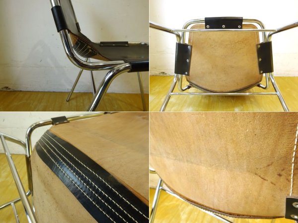 レザルクチェア Les Arcs Chair ダイニングチェア スタッキング ブラックレザー ★