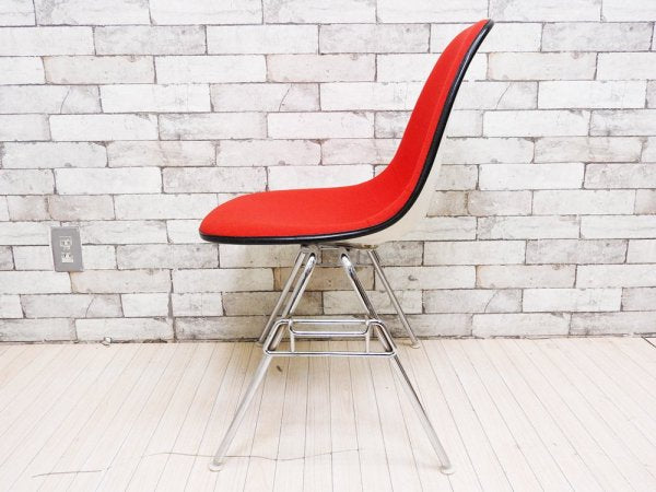 ハーマンミラー Herman Miller ビンテージ サイドシェルチェア スタッキングベース DSS ナローマウント ジラルド生地 Hopsak レッド M.F.S製 イームズ A ●