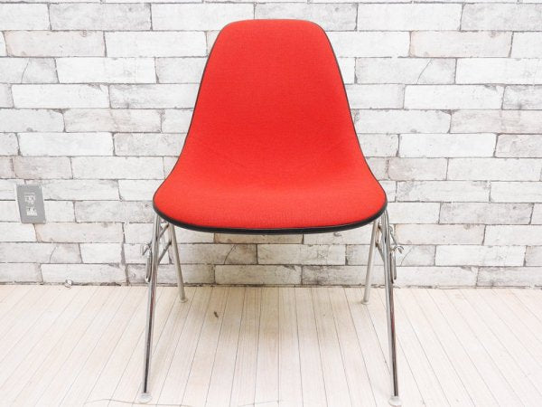 ハーマンミラー Herman Miller ビンテージ サイドシェルチェア スタッキングベース DSS ナローマウント ジラルド生地 Hopsak レッド M.F.S製 イームズ B ●