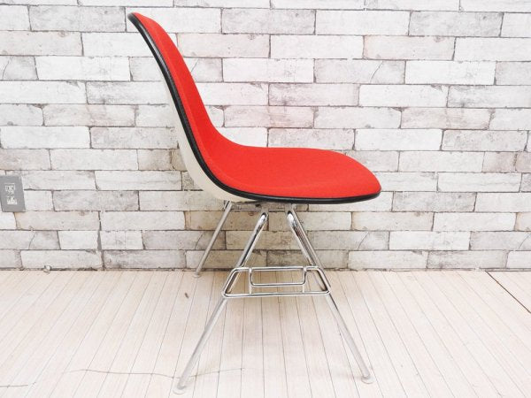 ハーマンミラー Herman Miller ビンテージ サイドシェルチェア スタッキングベース DSS ナローマウント ジラルド生地 Hopsak レッド M.F.S製 イームズ B ●