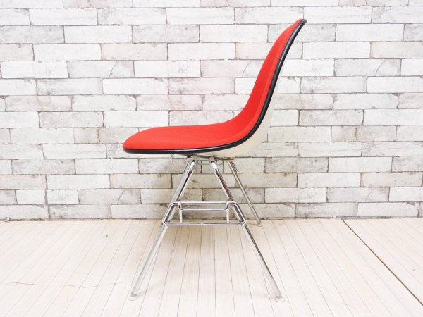 ハーマンミラー Herman Miller ビンテージ サイドシェルチェア スタッキングベース DSS ナローマウント ジラルド生地 Hopsak レッド M.F.S製 イームズ C ●