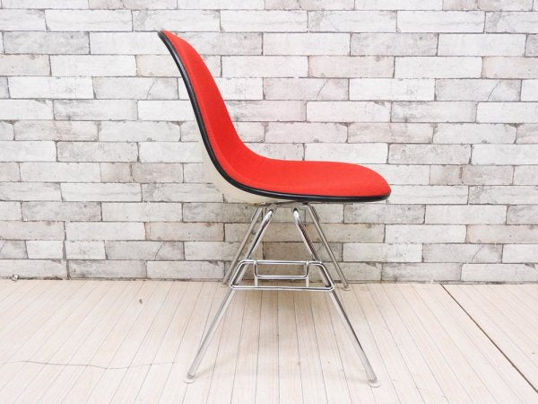 ハーマンミラー Herman Miller ビンテージ サイドシェルチェア スタッキングベース DSS ナローマウント ジラルド生地 Hopsak レッド M.F.S製 イームズ C ●