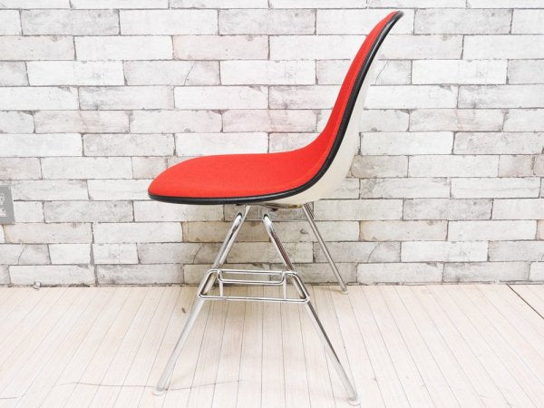 ハーマンミラー Herman Miller ビンテージ サイドシェルチェア スタッキングベース DSS ナローマウント ジラルド生地 Hopsak レッド M.F.S製 イームズ D ●