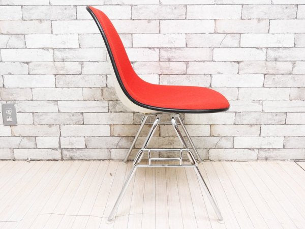 ハーマンミラー Herman Miller ビンテージ サイドシェルチェア スタッキングベース DSS ナローマウント ジラルド生地 Hopsak レッド M.F.S製 イームズ D ●