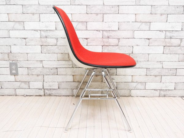 ハーマンミラー Herman Miller ビンテージ サイドシェルチェア スタッキングベース DSS ナローマウント ジラルド生地 Hopsak レッド M.F.S製 イームズ F ●