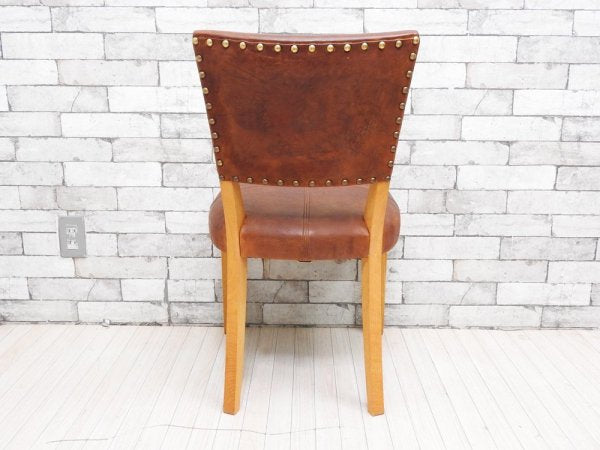 トラックファニチャー TRUCK FURNITURE エスアールチェア SR CHAIR ダイニングチェア ナラ無垢材 本革 L-1 BROWN 定価￥105,600- A ●