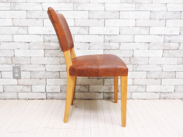 トラックファニチャー TRUCK FURNITURE エスアールチェア SR CHAIR ダイニングチェア ナラ無垢材 本革 L-1 BROWN 定価￥105,600- A ●