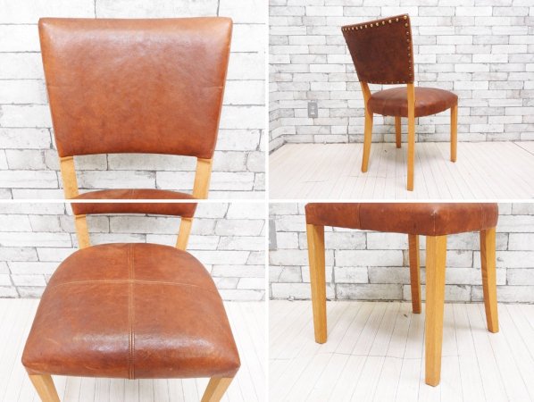 トラックファニチャー TRUCK FURNITURE エスアールチェア SR CHAIR ダイニングチェア ナラ無垢材 本革 L-1 BROWN 定価￥105,600- A ●