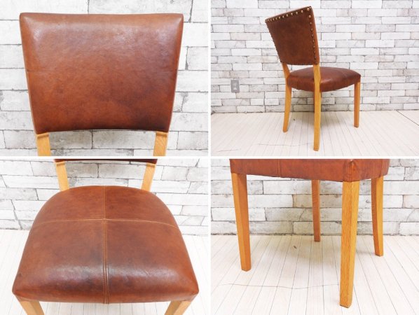 トラックファニチャー TRUCK FURNITURE エスアールチェア SR CHAIR ダイニングチェア ナラ無垢材 本革 L-1 BROWN 定価￥105,600- B ●