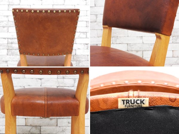 トラックファニチャー TRUCK FURNITURE エスアールチェア SR CHAIR ダイニングチェア ナラ無垢材 本革 L-1 BROWN 定価￥105,600- B ●