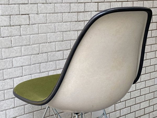 ハーマンミラー Herman Miller サイドシェルチェア ビンテージ FRP エッフェルベース 1stタイプ モスグリーン ファブリック C&R イームズ ■