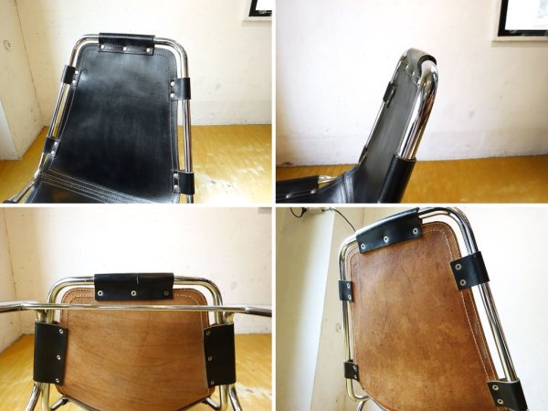 レザルクチェア Les Arcs Chair ダイニングチェア スタッキング ブラックレザー ? ★