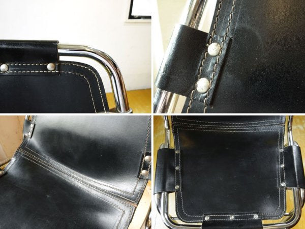 レザルクチェア Les Arcs Chair ダイニングチェア スタッキング ブラックレザー ? ★