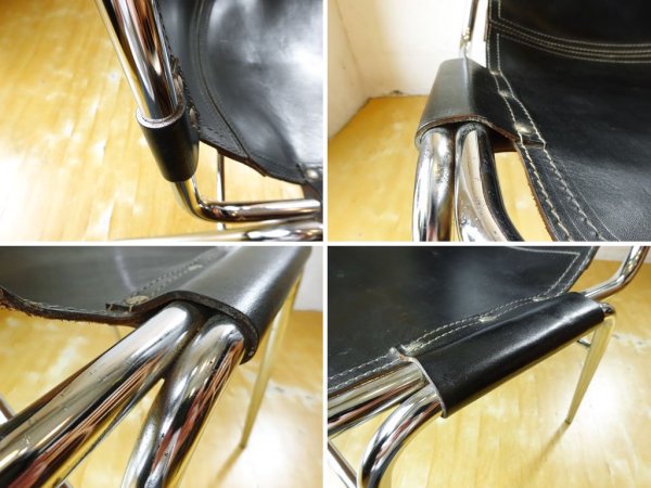 レザルクチェア Les Arcs Chair ダイニングチェア スタッキング ブラックレザー ? ★