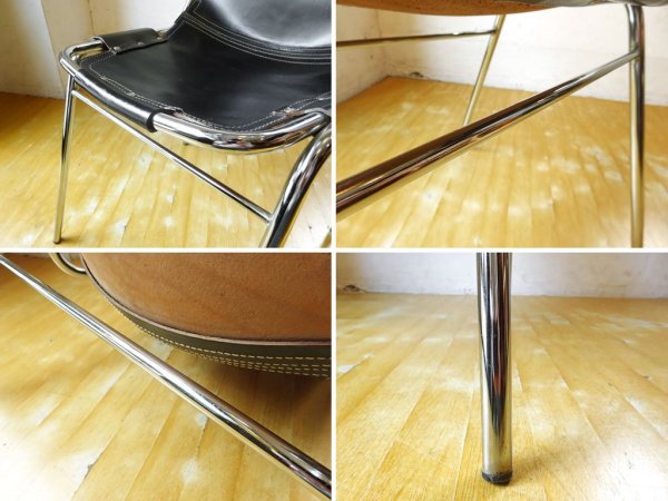 レザルクチェア Les Arcs Chair ダイニングチェア スタッキング ブラックレザー ? ★
