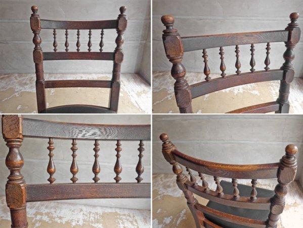 横浜元町 竹中家具 takenaka furniture ダイニングチェア 2脚セット オーク無垢材 ゴシック ♪