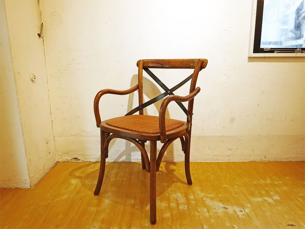 ノットアンティークス knot antiques クロスバック アーム チェア X-BACK ARM CHAIR 曲げ木 ラタンシート CRASH GATE 取扱 ★