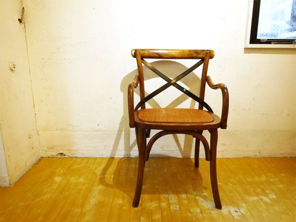 ノットアンティークス knot antiques クロスバック アーム チェア X-BACK ARM CHAIR 曲げ木 ラタンシート CRASH GATE 取扱 ★