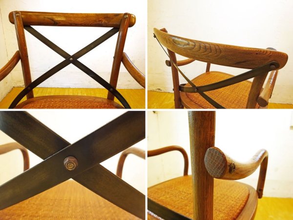 ノットアンティークス knot antiques クロスバック アーム チェア X-BACK ARM CHAIR 曲げ木 ラタンシート CRASH GATE 取扱 ★