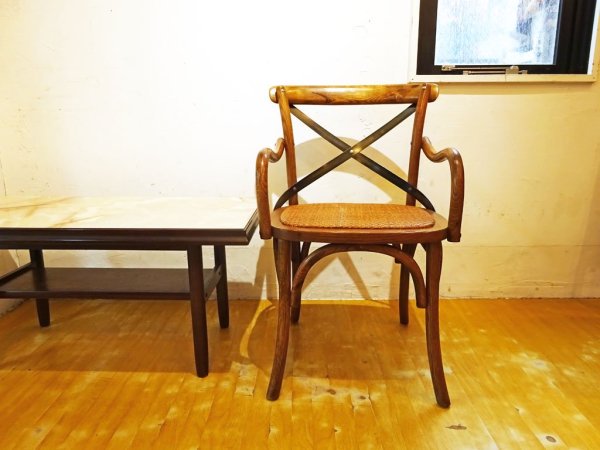 ノットアンティークス knot antiques クロスバック アーム チェア X-BACK ARM CHAIR 曲げ木 ラタンシート CRASH GATE 取扱 ★