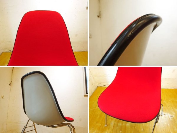 ハーマンミラー Herman Miller ビンテージ サイドシェルチェア スタッキングベース DSS ナローマウント ジラルド生地 Hopsak レッド M.F.S製 2脚セット ★